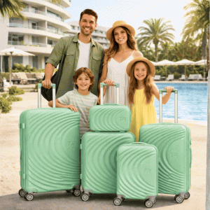 Висок клас авио спинъри ТR GREEN ABS- 5 броя, разширяващи се, четири въртящи колелца,заключване с цифров шифър, всички екстри, куфари